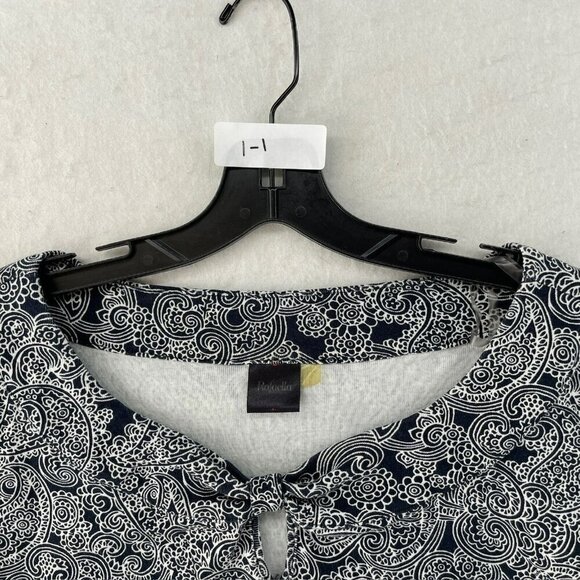 Rafaella Blouse Womens 1X Black White Paisley V Neck Cap Sleeve Knit Pullover - Picture 11 of 11